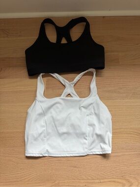 Avia Black & White Racerback Sports Bralettes Duo
